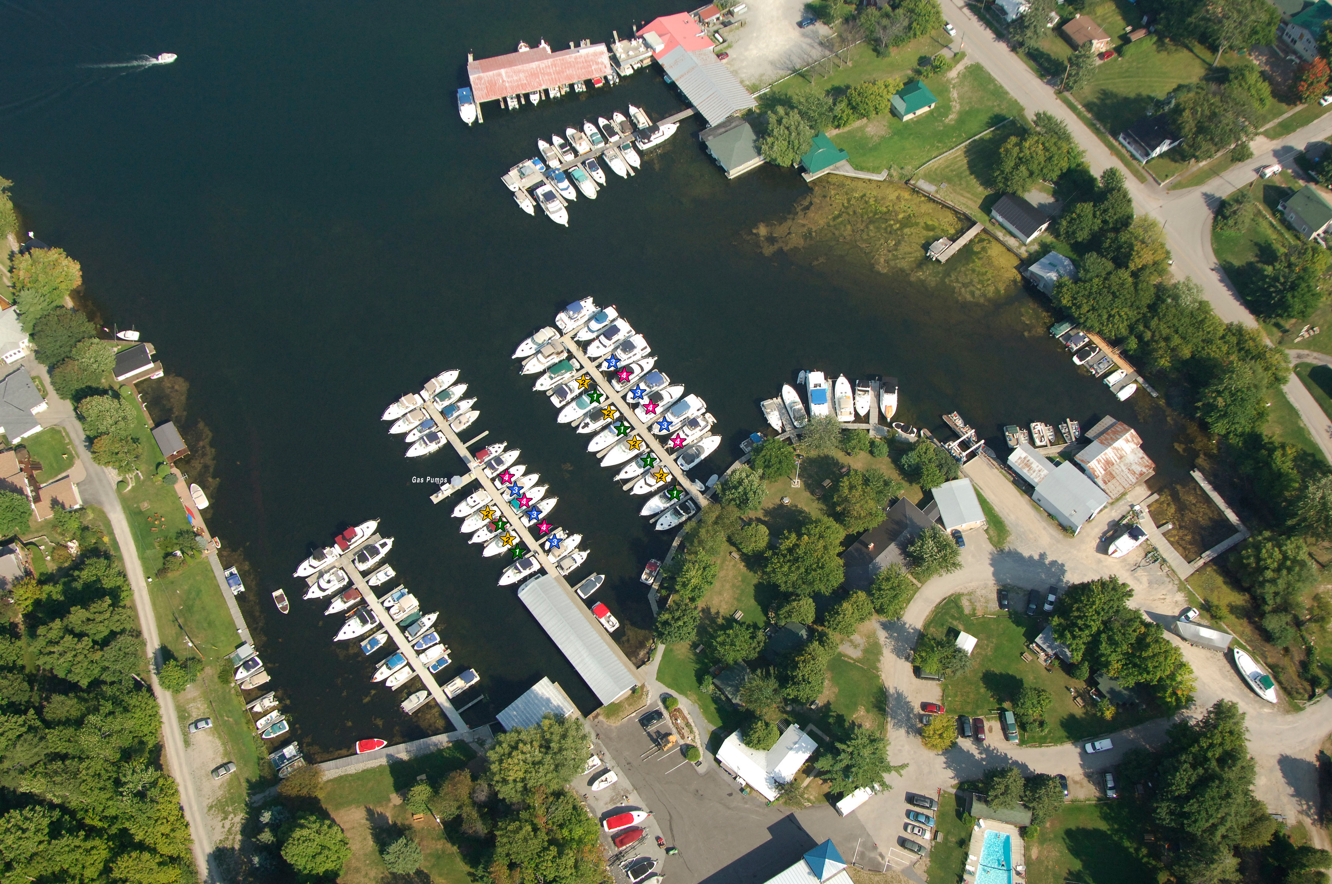 Len's Cove Marina slip layout with preferred zones color-coded
